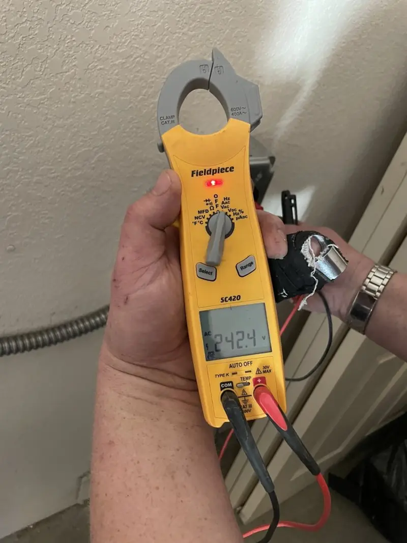 Voltage testing with clamp meter during Hot Tub / Pool Electrical Wiring in Whitestown